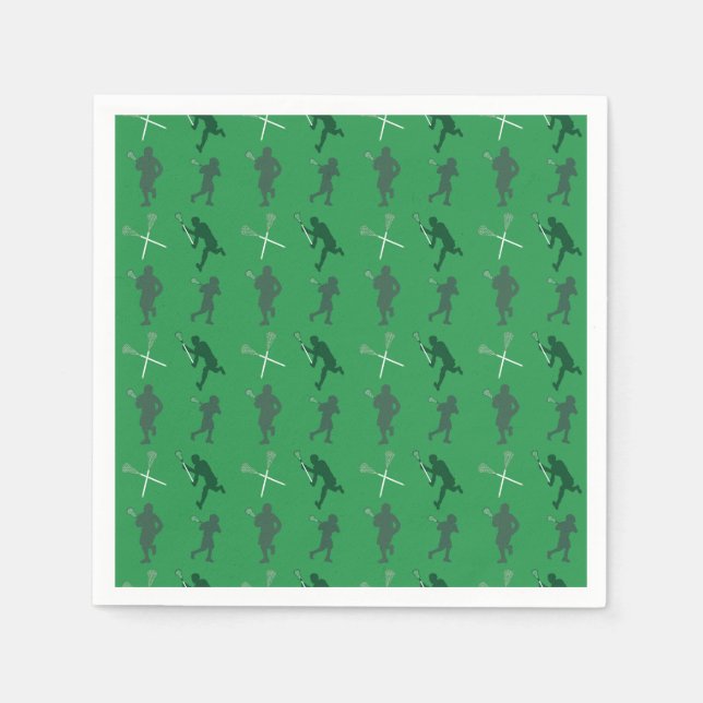 Green lacrosse silhouettes napkin (Front)