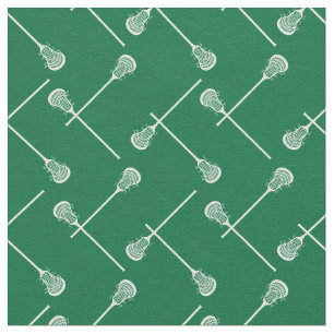 Green Lacrosse White Sticks Patterned Fabric