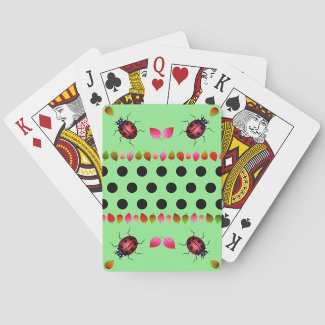 Green Lady Beetle's Luck Playing Cards (Back)