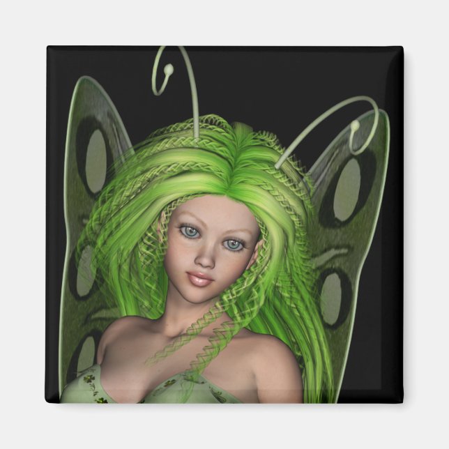 Green Lady Fairy 1 - 3D Fantasy Art - Magnet (Front)