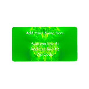 Green Lady Slipper Orchid Fractal Label