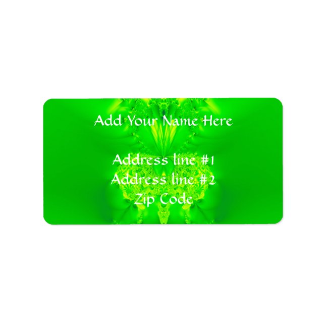 Green Lady Slipper Orchid Fractal Label (Front)