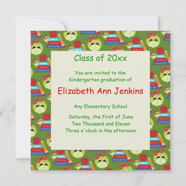 Green Lady Turtle Graduation Announcement (Front)