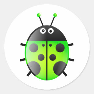 Green Ladybug Classic Round Sticker