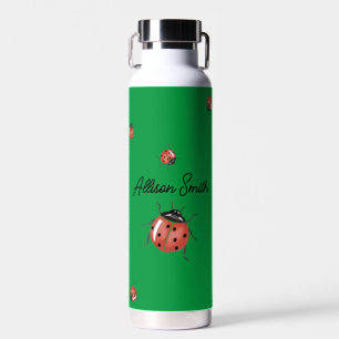 Green Ladybug for School Water Bottle
