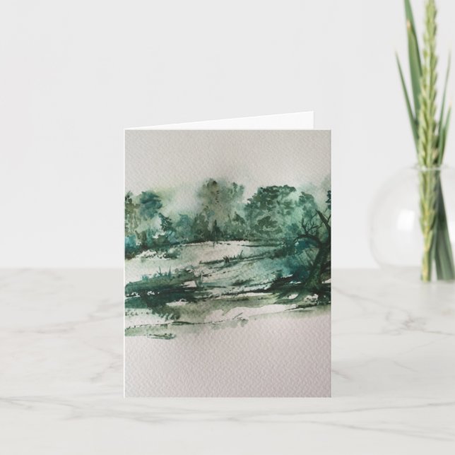 Green landscape abstract   note card (Front)