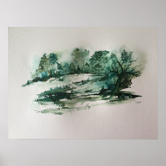 Green landscape abstract  poster (Front)