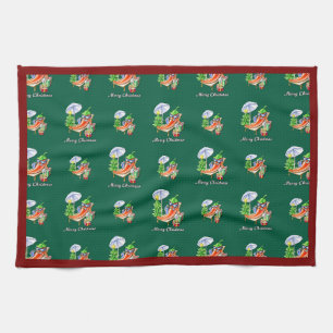 Green Landscape Chili Merry Christmas Kitchen Towel