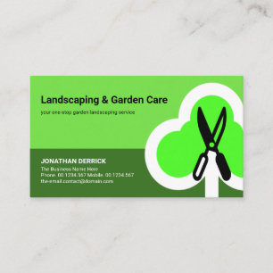 Green Landscape Layer Creative Tree Garden Shear Business Card