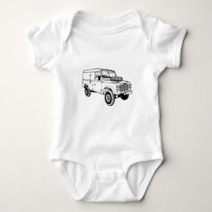 Green Landy Land Rover Classic Vintage Hiking Duck Baby Bodysuit