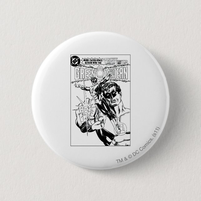Green Lantern - Action Comic Cover, Black and Whit 2 Inch Round Button (Front)