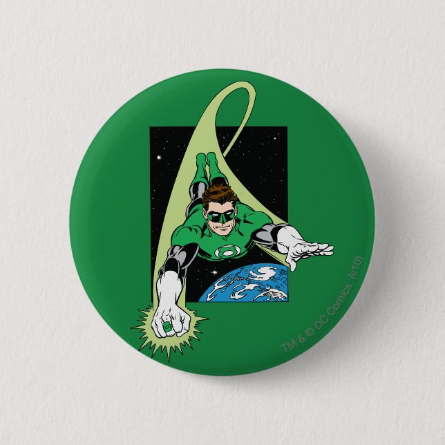 Green Lantern and Earth 2 Inch Round Button (Front)