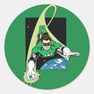 Green Lantern and Earth Classic Round Sticker