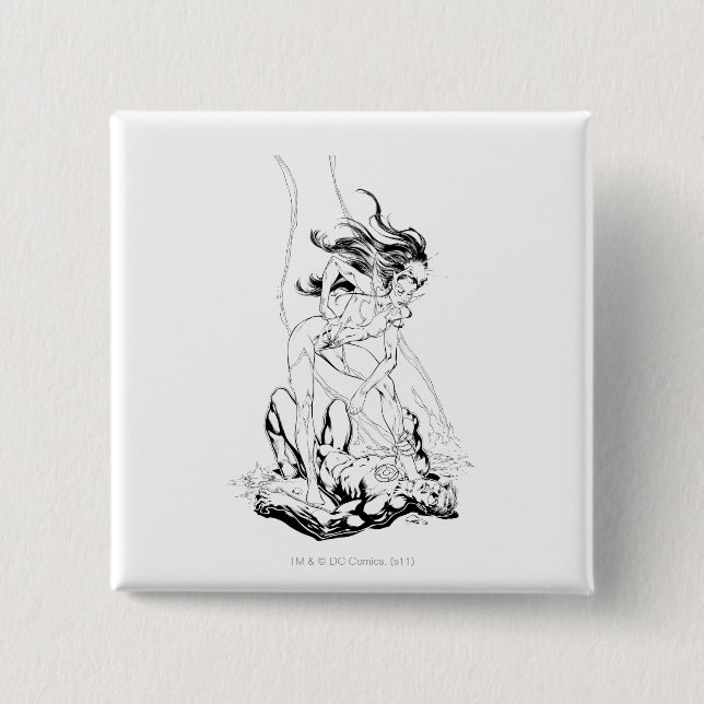 Green Lantern and Star Sapphire 2 Inch Square Button (Front)