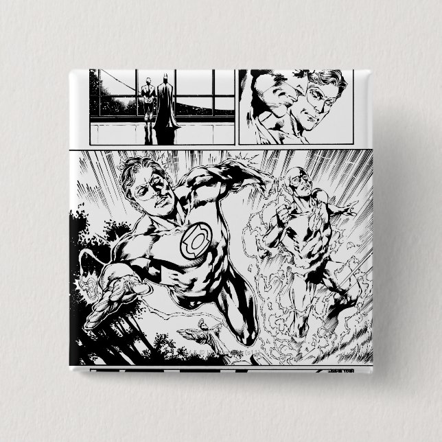 Green Lantern and The Flash Panel 2 2 Inch Square Button (Front)