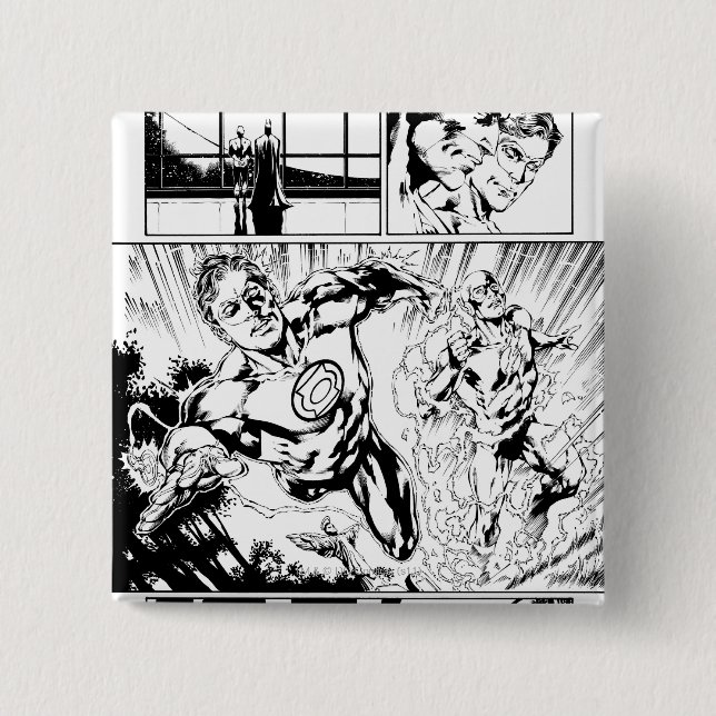 Green Lantern and The Flash Panel 2 Inch Square Button (Front)