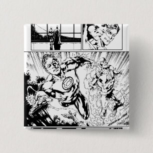 Green Lantern and The Flash Panel 2 Inch Square Button