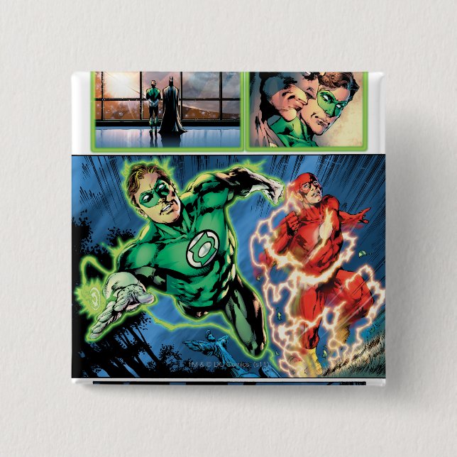 Green Lantern and The Flash Panel 2 Inch Square Button (Front)