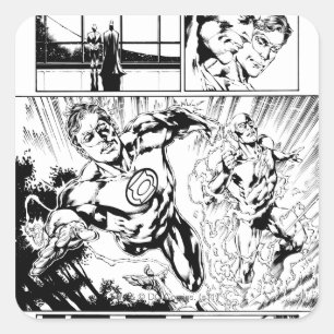 Green Lantern and The Flash Panel 2 Square Sticker