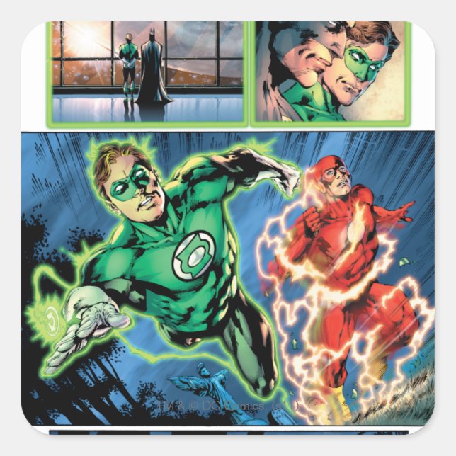 Green Lantern and The Flash Panel Square Sticker (Front)