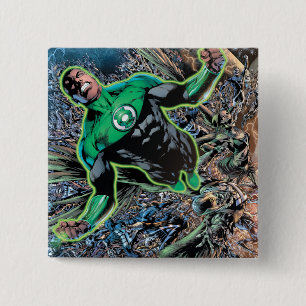 Green Lantern and the Moon 2 Inch Square Button
