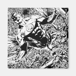 Green Lantern and the Moon - Black and White Magnet
