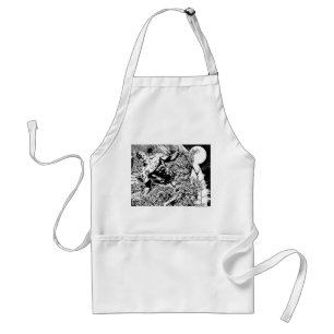 Green Lantern and the Moon - Black and White Standard Apron