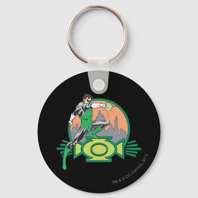 Green Lantern & Cityscape Keychain (Front)