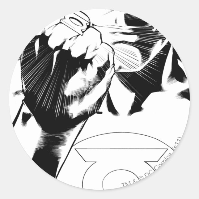 Green Lantern close up cover, Black and White Classic Round Sticker (Front)