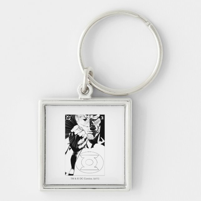 Green Lantern close up cover, Black and White Keychain (Front)