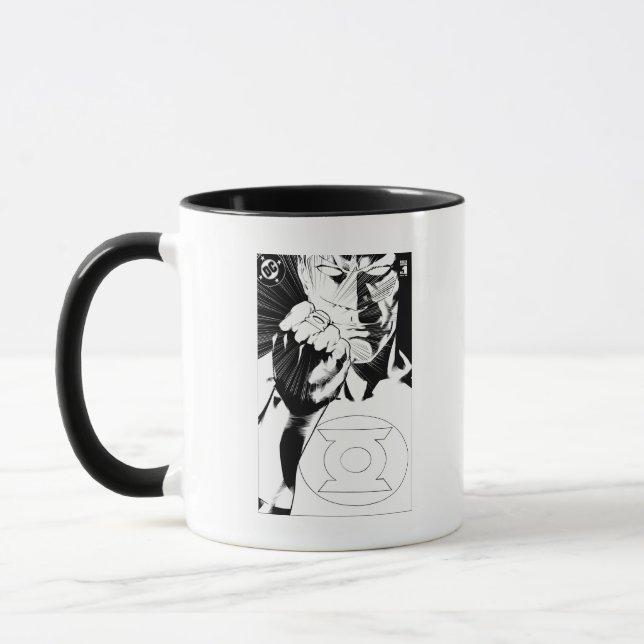 Green Lantern close up cover, Black and White Mug (Left)