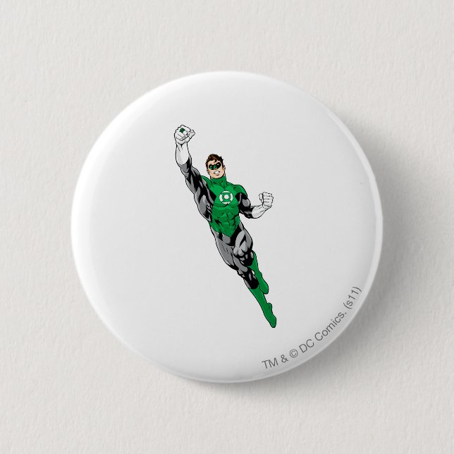 Green Lantern  - Flying Up 2 Inch Round Button (Front)
