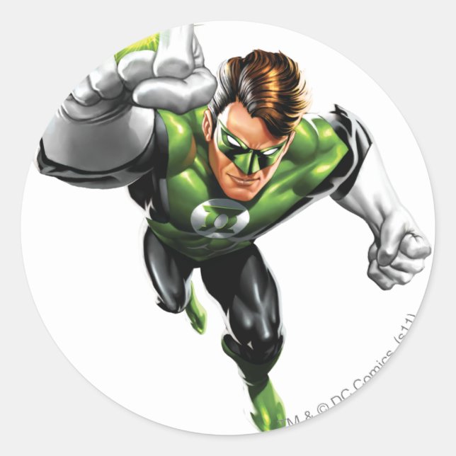 Green Lantern - Fully Rendered,  Arm Raise Classic Round Sticker (Front)