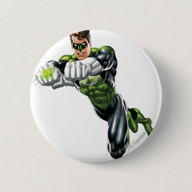 Green Lantern - Fully Rendered,  Both arms forward 2 Inch Round Button (Front)