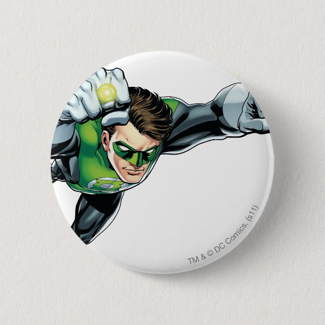 Green Lantern - Fully Rendered,  Flying Right 2 Inch Round Button (Front)