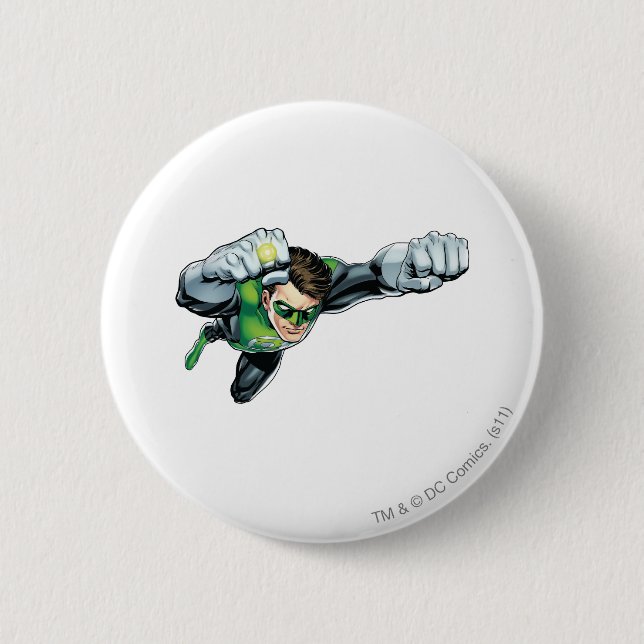 Green Lantern - Fully Rendered,  Flying Right 2 Inch Round Button (Front)