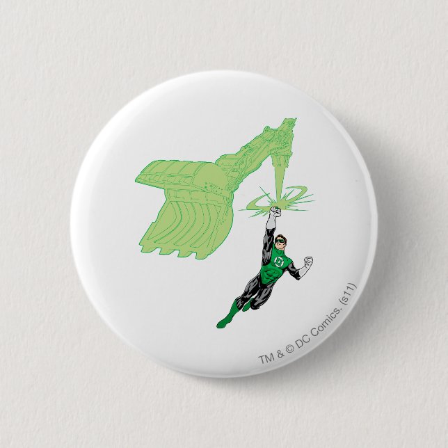 Green Lantern - Fully Rendered,  with machine 2 Inch Round Button (Front)