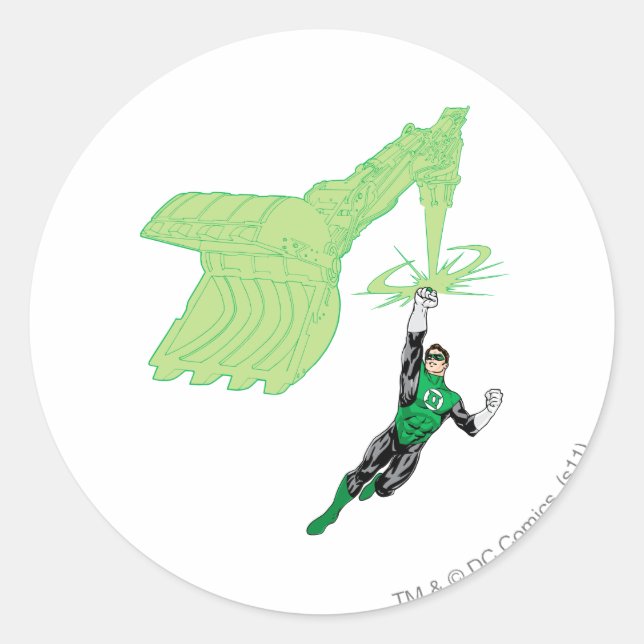 Green Lantern - Fully Rendered,  with machine Classic Round Sticker (Front)