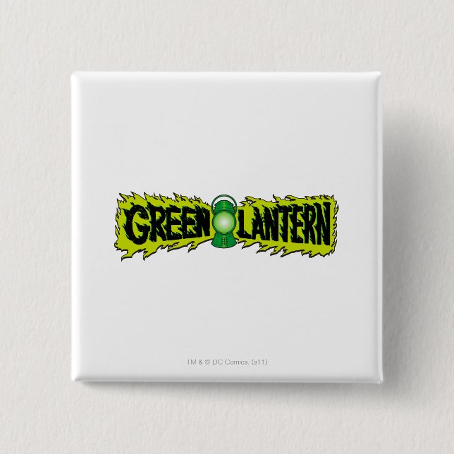 Green Lantern - Glowing Lantern 2 2 Inch Square Button (Front)