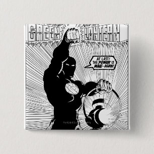 Green Lantern - Glowing Lantern, Black and White 2 Inch Square Button