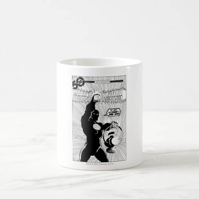 Green Lantern - Glowing Lantern, Black and White Coffee Mug (Center)