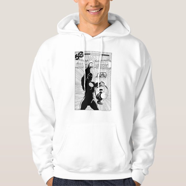 Green Lantern - Glowing Lantern, Black and White Hoodie (Front)