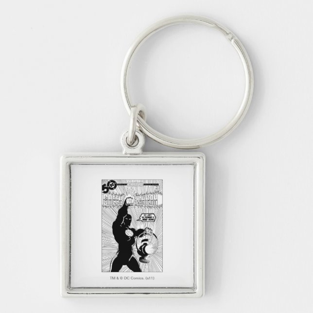 Green Lantern - Glowing Lantern, Black and White Keychain (Front)