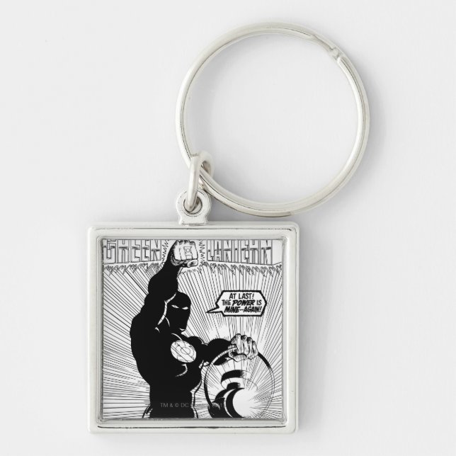 Green Lantern - Glowing Lantern, Black and White Keychain (Front)