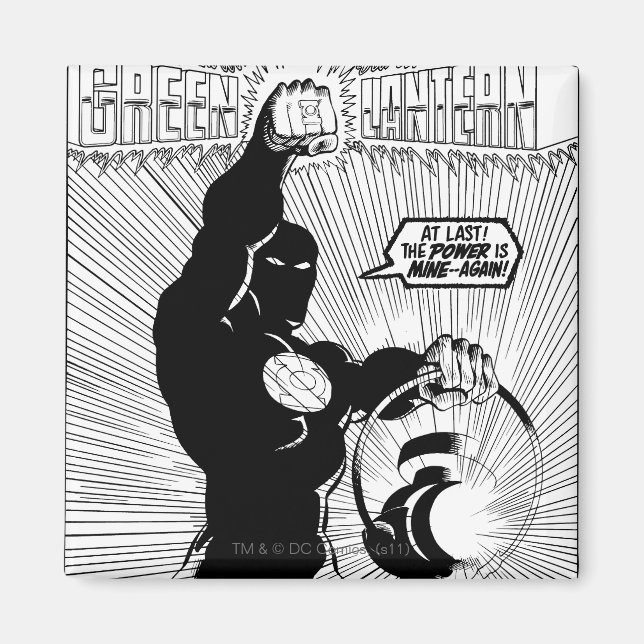 Green Lantern - Glowing Lantern, Black and White Magnet (Front)