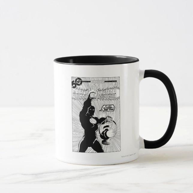 Green Lantern - Glowing Lantern, Black and White Mug (Right)