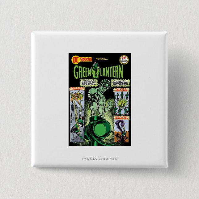Green Lantern  - Green Shaded Comic 2 Inch Square Button (Front)