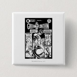 Green Lantern  - Green Shaded Comic, Black 2 Inch Square Button