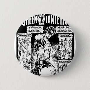 Green Lantern - Green Shaded Comic, Black and Whi 2 Inch Round Button
