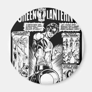 Green Lantern - Green Shaded Comic, Black and Whi Magnet